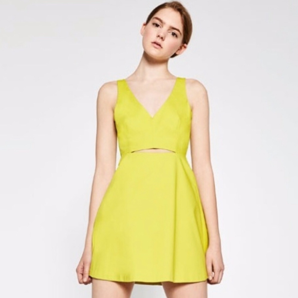 Zara Lime Green Fit and Flare Dress